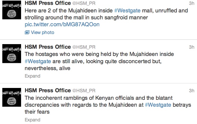 shabaab tweets on westgate