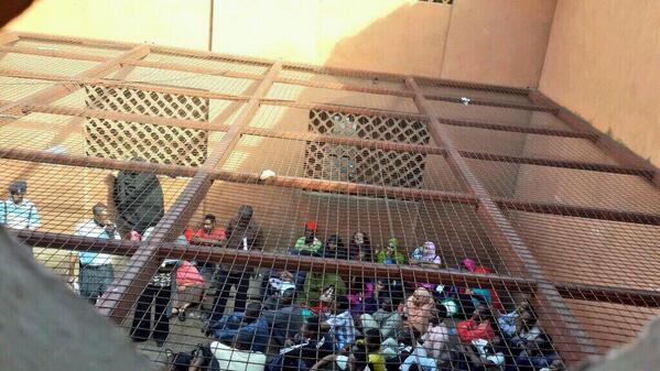 Detainees at Kasarani Stadium
